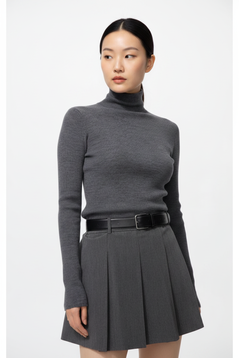 Merino Ribbed Turtleneck Sweater