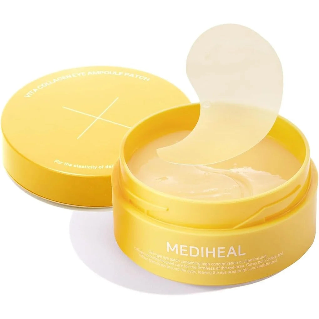 Vitamin C & Collagen Hydrogel Eye Patches | Firming & Brightening CareMEDIHEAL Vita Collagen Eye Ampoule Patch is an intensive eye-area treatment designed to improve firmness, elasticity, and dullness around the eyes.