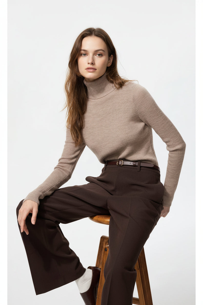 Merino Ribbed Turtleneck Sweater