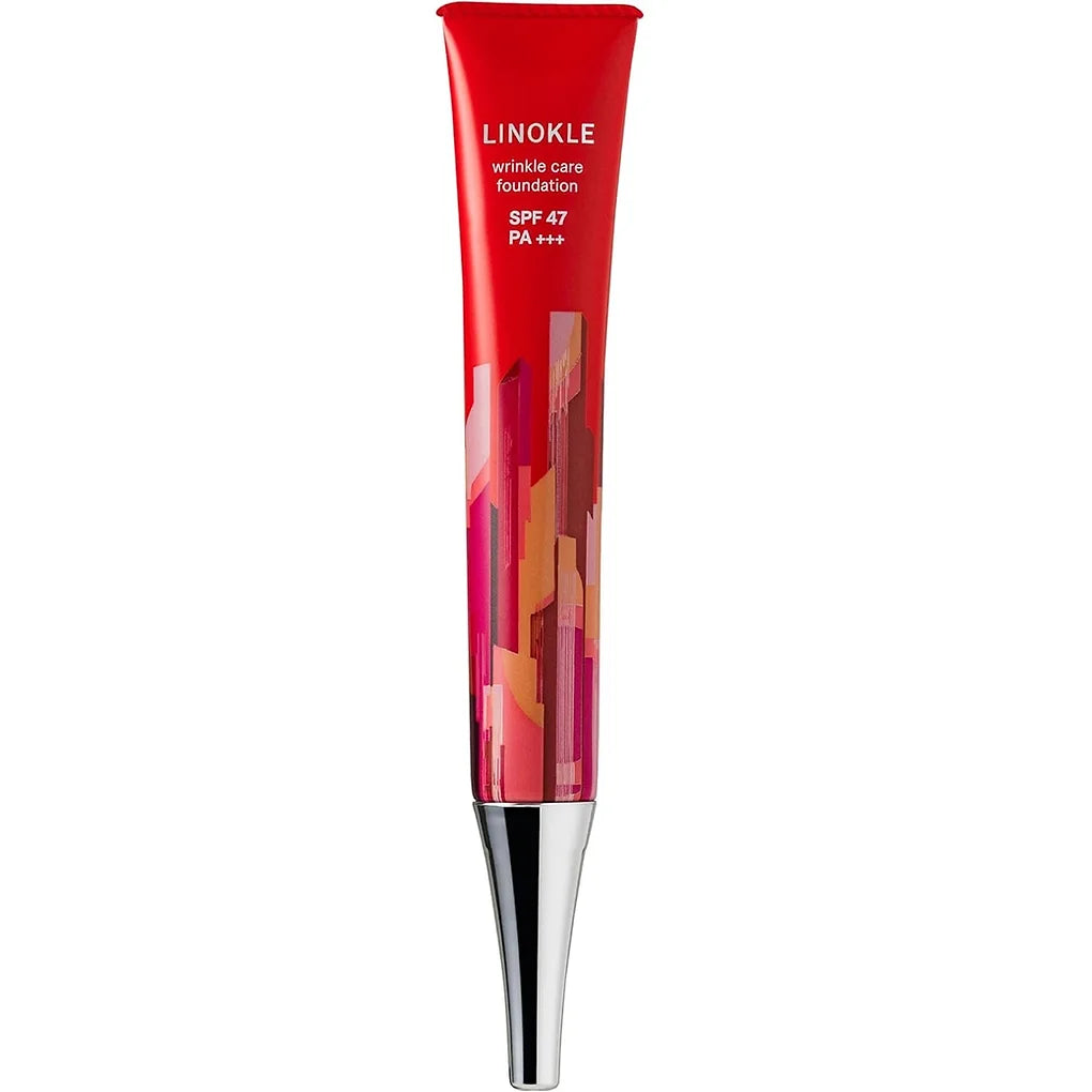 LINOKLE) Wrinkle Care Foundation by the Japanese brand さくらの森 (Sakura no Mori) is a hybrid skincare + makeup foundation designed to provide coverage while helping improve wrinkles and protect the skin from UV damage.