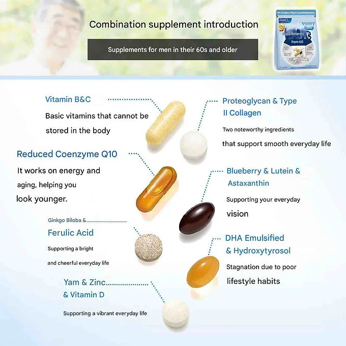 FANCL Supplement for Men in Their 60s - 30 Bags (15-30 Day Supply)
