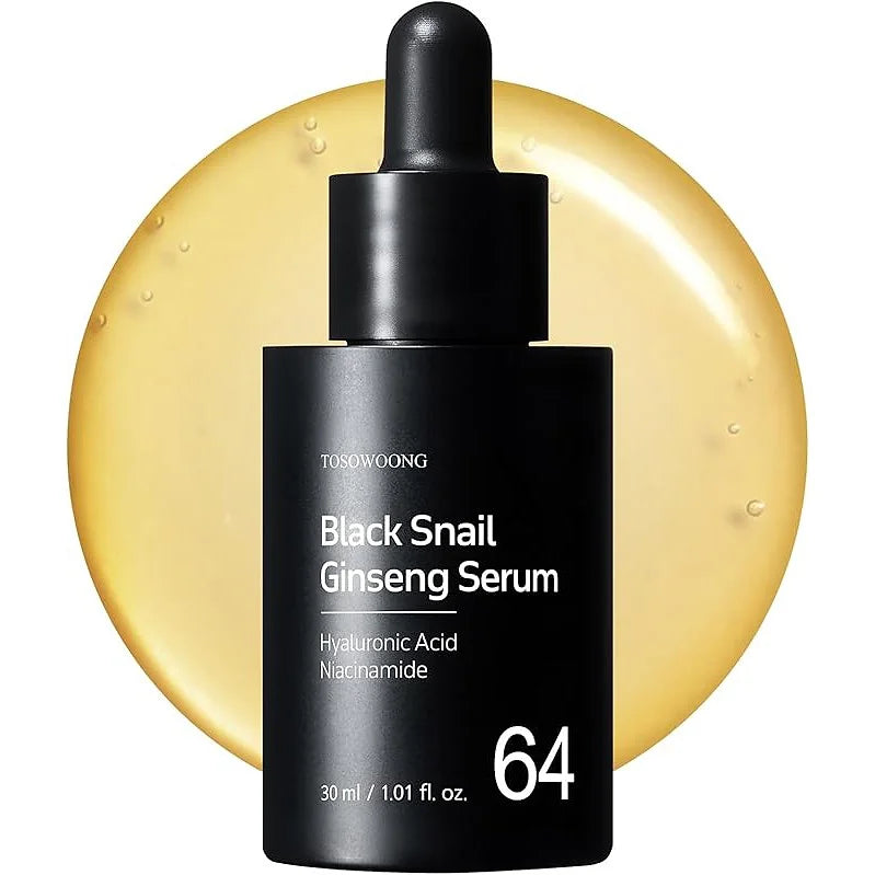 Nourish and revitalize your skin with Black Snail Ginseng Serum from TOSOWOONG.