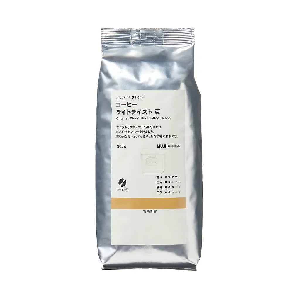 MUJI Original Blend Coffee Light Taste Beans is a light and refreshing whole-bean coffee created for those who prefer a clean, gentle cup.