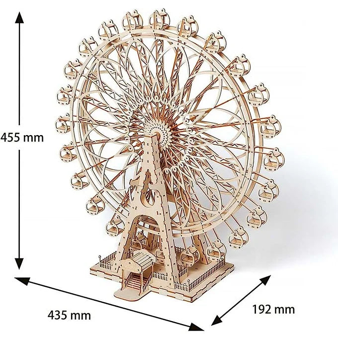 ki-gu-mi Ferris Wheel Wooden 3D Puzzle – DIY Craft Kit for Kids and Adults