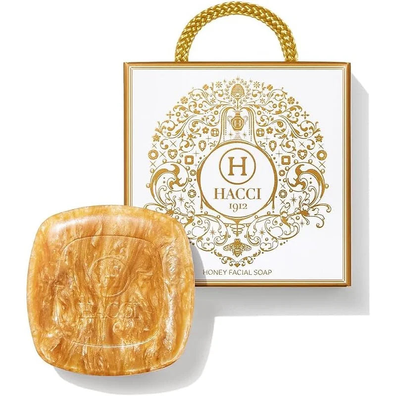 HACCI Honey Facial Washing Soap is a premium Japanese facial cleanser crafted with over 10% high-quality honey, designed to gently cleanse while maintaining skin moisture.