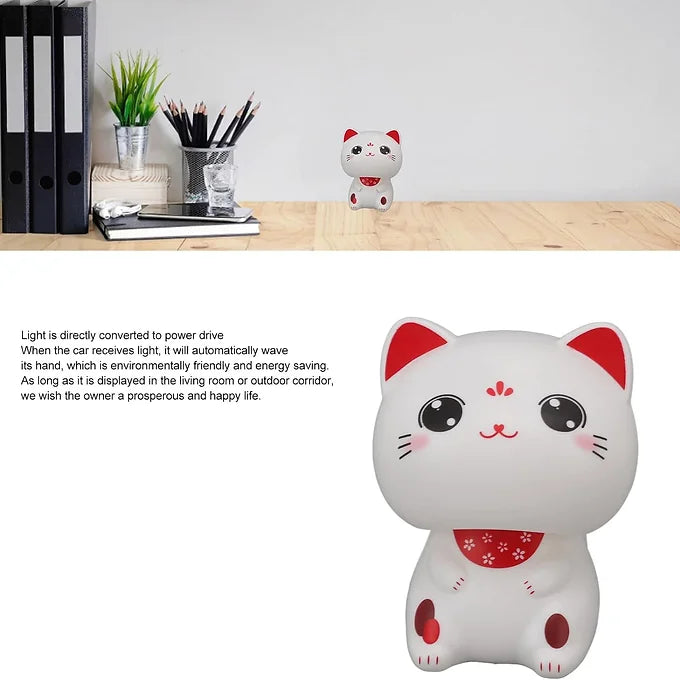 Cute Cat Ornament Solar Light Induction – Lucky Cat with Big Eyes