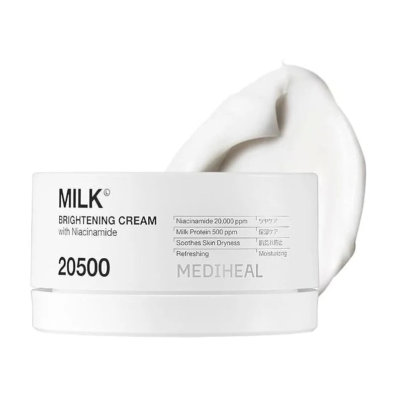 MEDIHEAL Milk Brightening Cream is a deeply hydrating and radiance-enhancing cream formulated with the brand’s proprietary Milk Bright Complex.