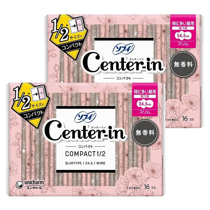Sofy Center-In Compact 1/2 Unscented Sanitary Pads with Wings 2packs