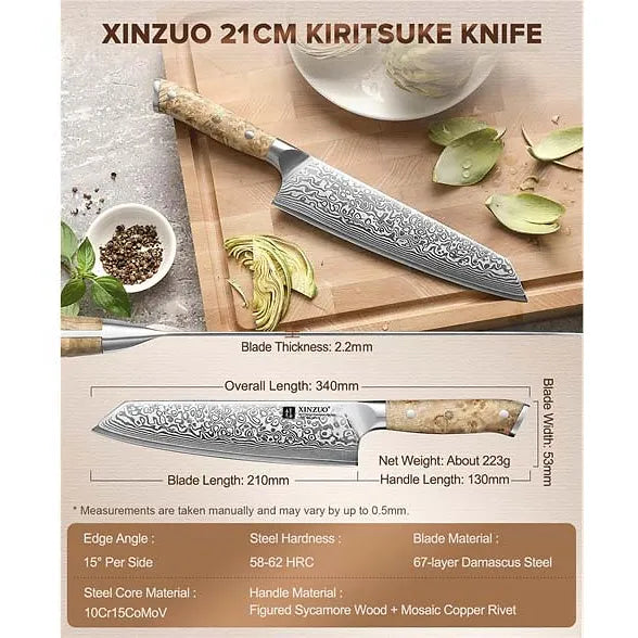 XINZUO Kiritsuke Chef Knife – 8.27 inches (210 mm)
