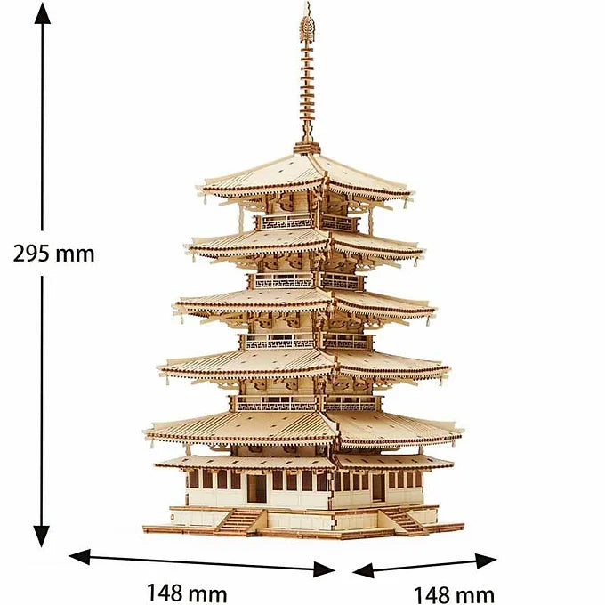 ki-gu-mi Five-Storied Pagoda – Wooden 3D Puzzle DIY Craft Kit
