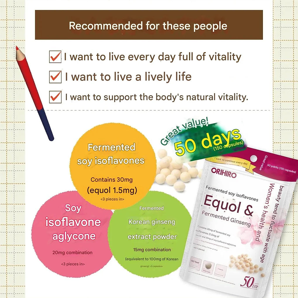 Orihiro Equol & Fermented Ginseng, 150 Tablets, 50 Day Supply
