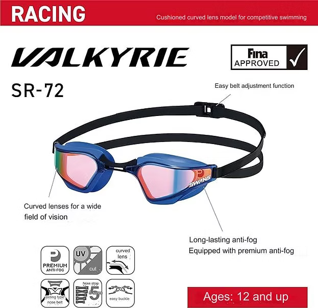 Japan Swans Valkyrie SR-72PAFAB Racing Swimming Goggles