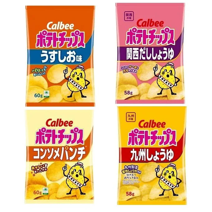Calbee Potato Chips Japanese Flavor Set – 4-Pack Selection