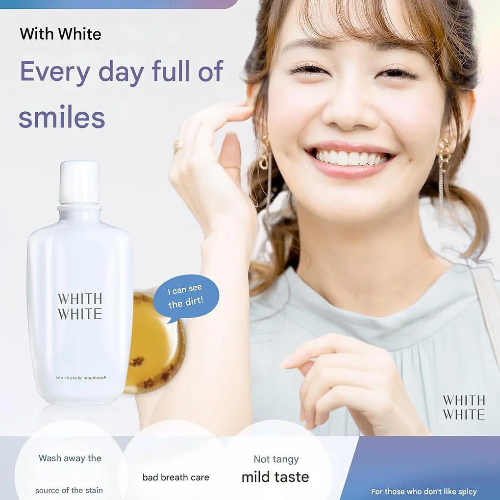 WHITH WHITE Whitening Mouthwash, Bad Breath Care 10.1 fl oz (300 ml)