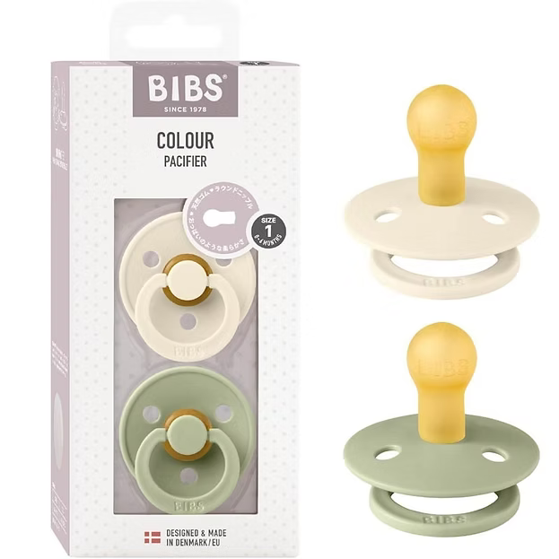 BIBS Natural Rubber Pacifier – Ivory/Sage | Set of 2