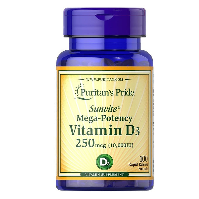 Puritan's Pride Vitamin D3 250 mcg (10,000 IU) in 100 capsules
