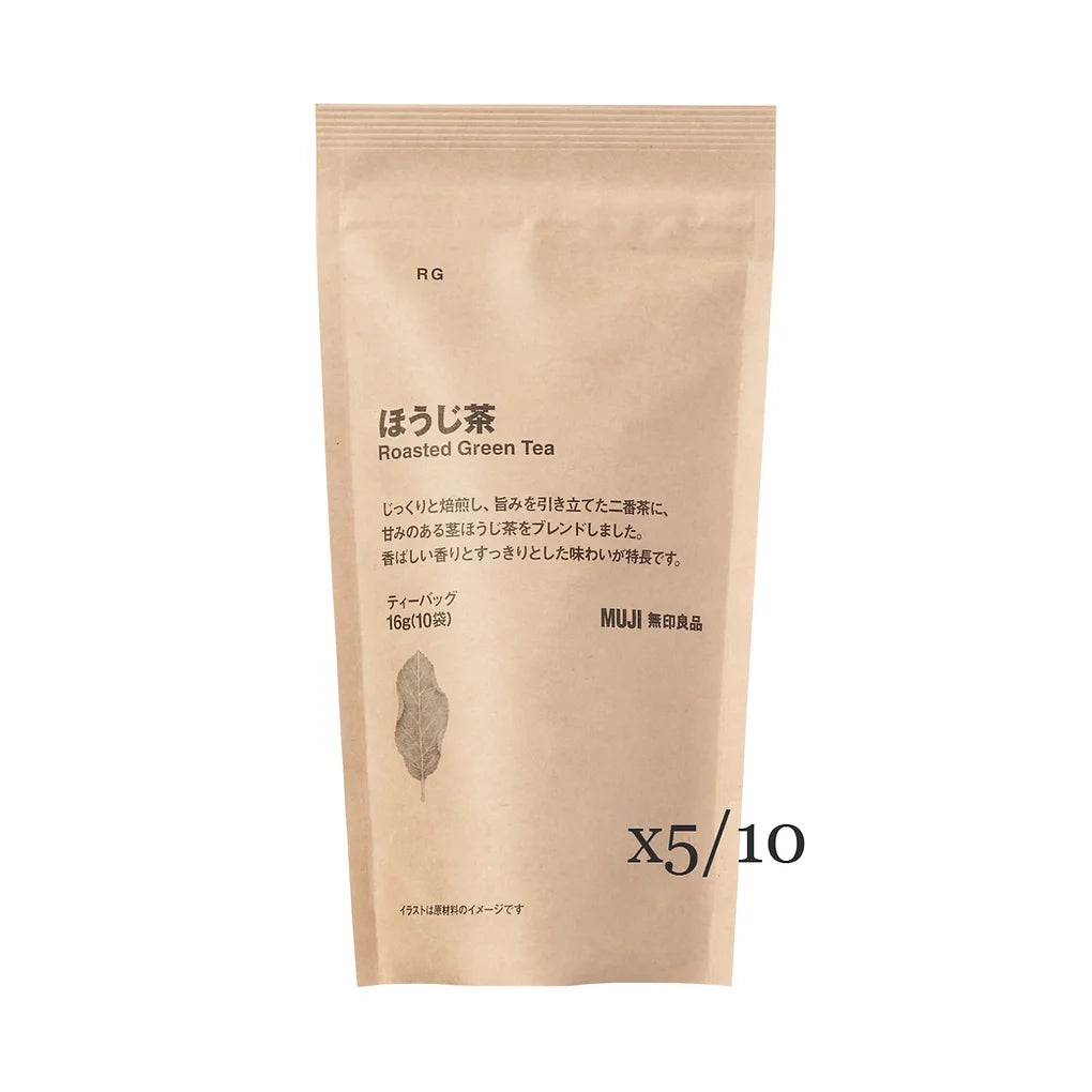 MUJI Hojicha Roasted Green Tea is a fragrant Japanese tea made by roasting green tea leaves, creating a warm, toasty aroma and a smooth, mellow taste. 