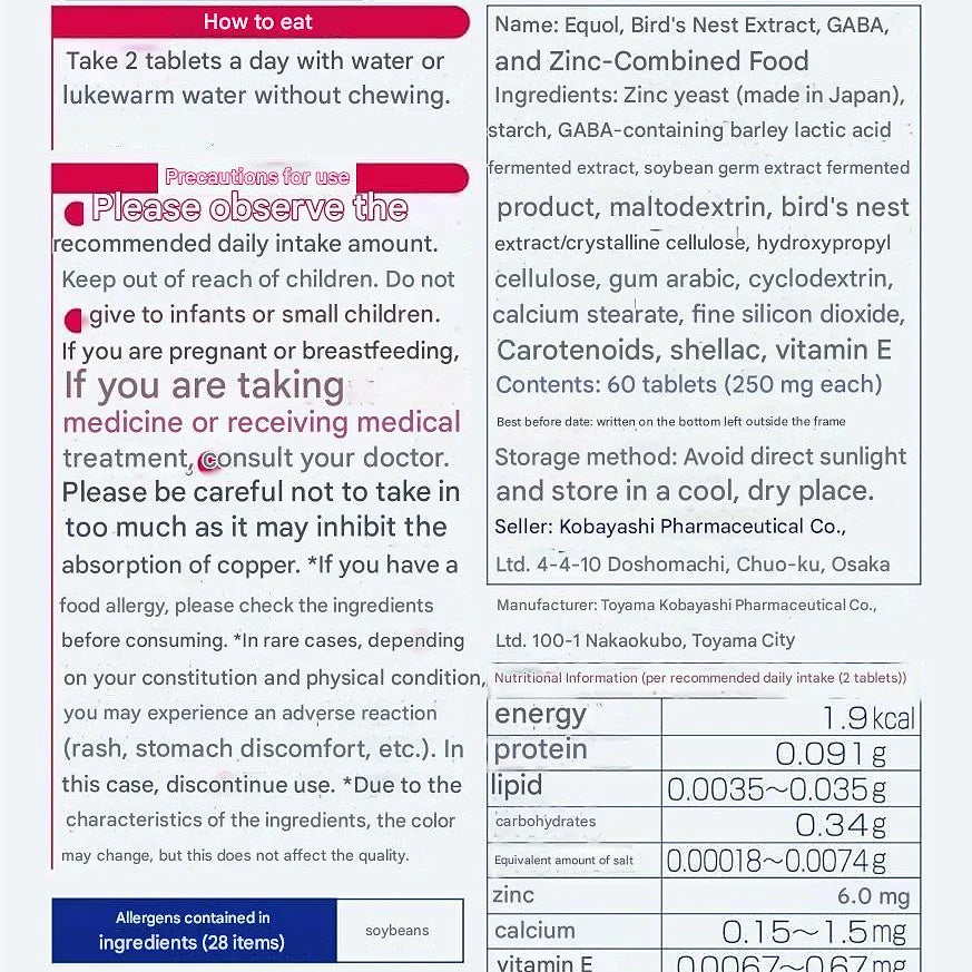 Kobayashi Pharmaceutical Dietary Supplement 60 Capsules / Approximately 30 Days