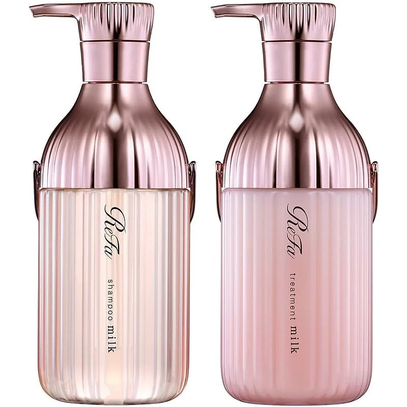 ReFa MILK PROTEIN Set (Pink) is a premium Japanese hair care duo designed to repair, strengthen, and deeply moisturize damaged hair.
