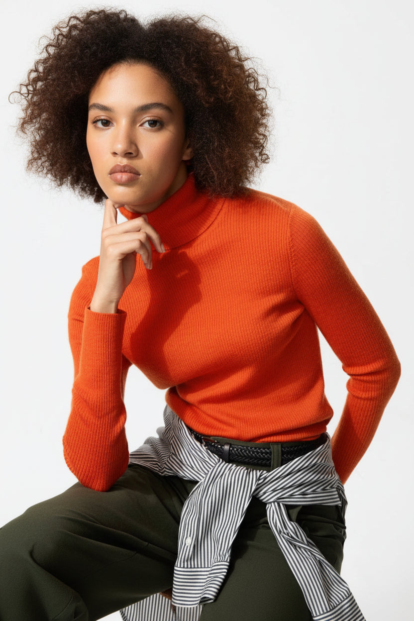 Merino Ribbed Turtleneck Sweater