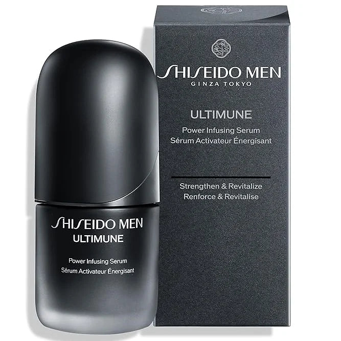 The SHISEIDO MEN Ultimune Powerizing Serum is an advanced anti-aging serum designed to strengthen, energize, and protect men’s skin from daily damage.