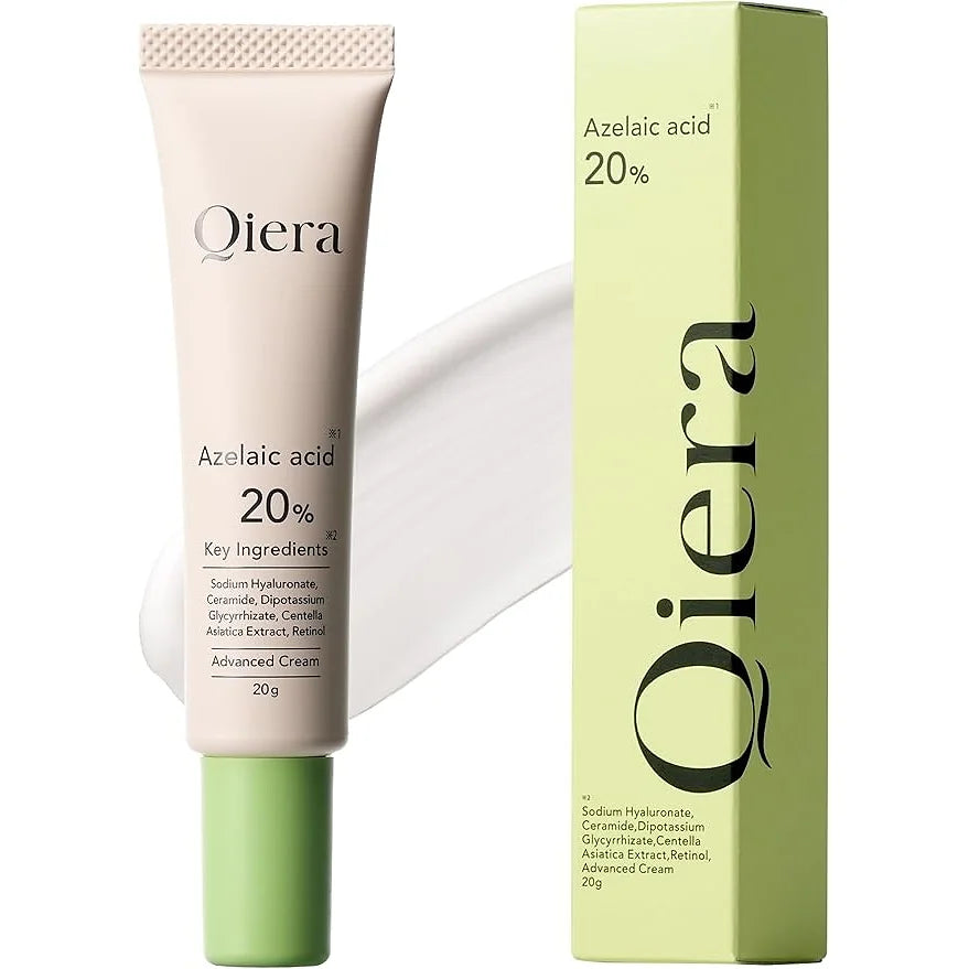 Qiera Azelaic Acid Cream is a treatment cream formulated with a high concentration of 20% raw azelaic acid to help manage acne, excess oil, visible pores, and uneven skin texture.