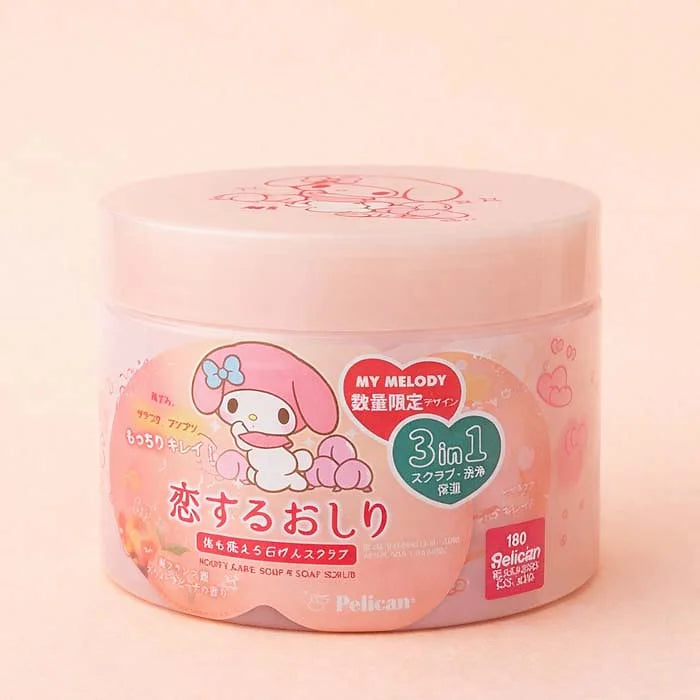 My Melody Booty Care Body Soap Scrub is a cute yet highly effective Japanese body soap scrub designed specifically for buttocks care, helping to cleanse, smooth, and soften the skin.