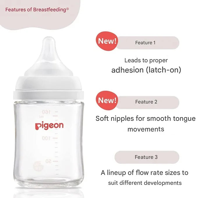 Pigeon Heat-Resistant Glass Nursing Bottle & Nipple – 2.7 fl oz (80 ml)
