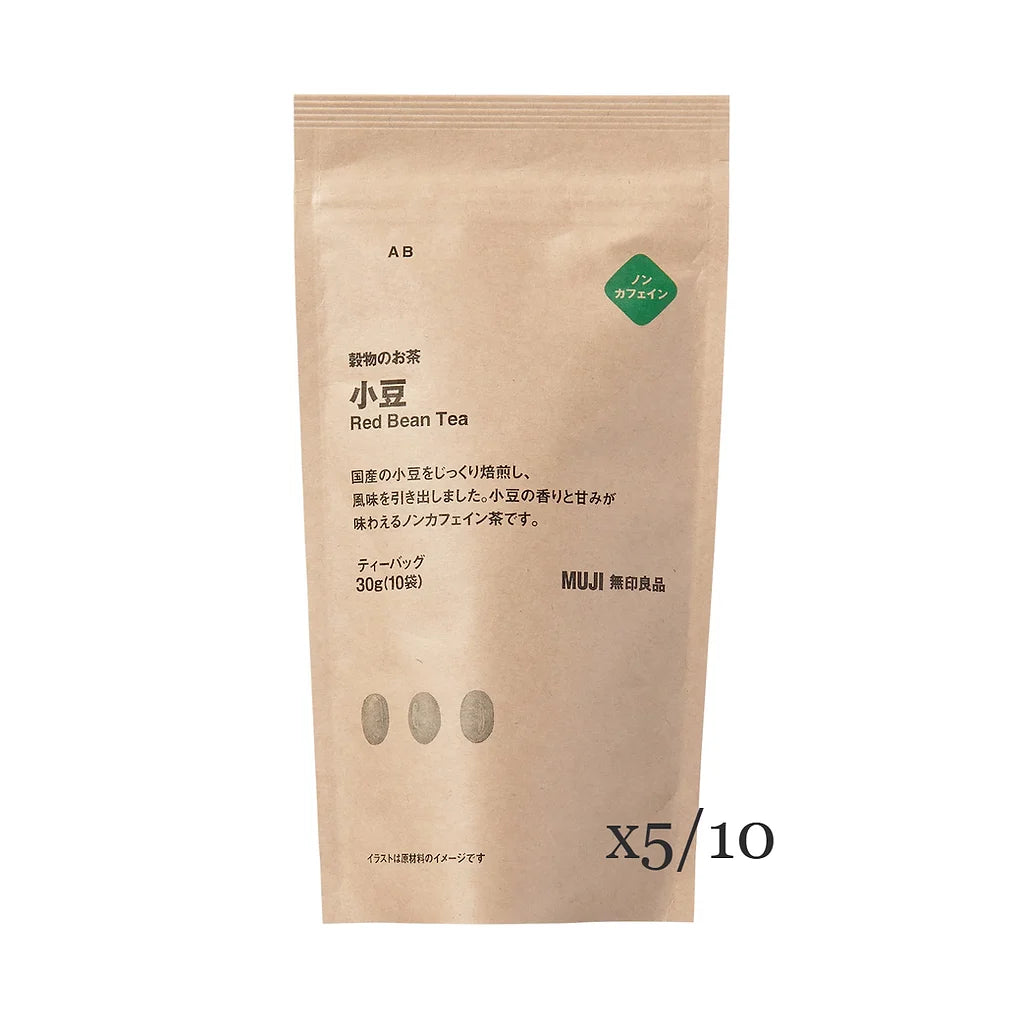 MUJI Grain Tea: Azuki Beans is a caffeine-free tea made from roasted azuki beans, known for their deep, earthy aroma and rich, mellow flavor.