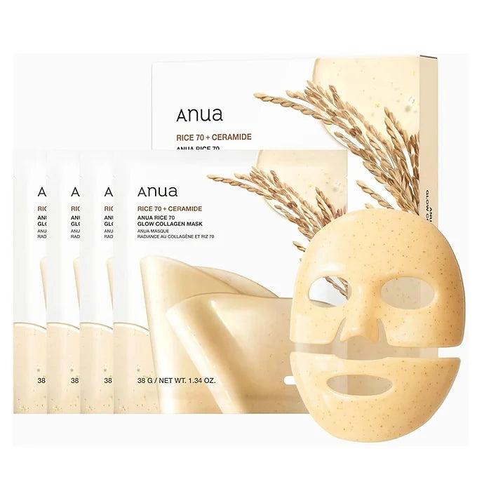 ANUA Rice 70 Grow Collagen Face Pack (4 Sheets)