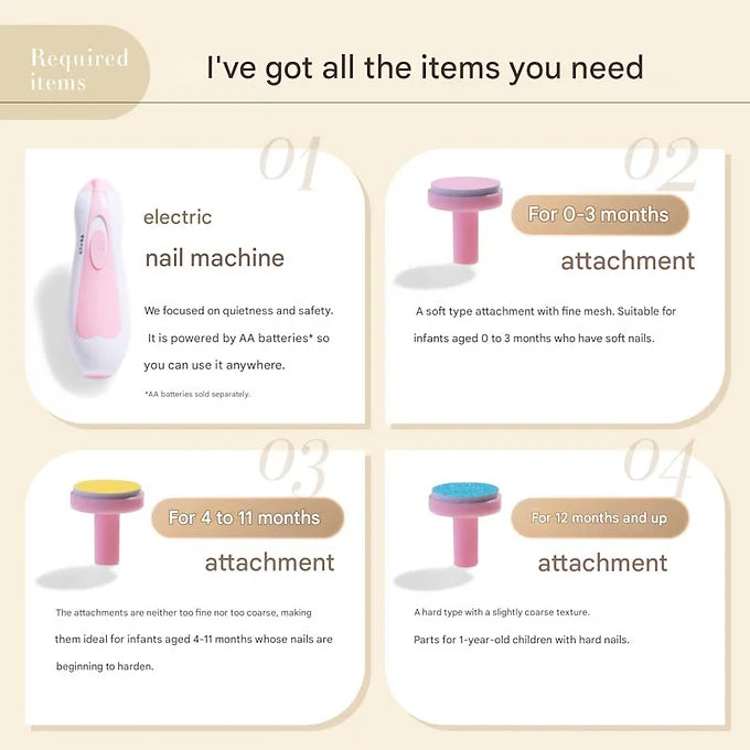 LeLante Baby Electric Nail File | Safe & Gentle Nail Clippers for Babies
