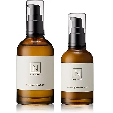 The N organic Basic Balancing Lotion & Essence Milk Set is a bestselling Japanese skincare duo designed to moisturize, condition, and protect the skin.
