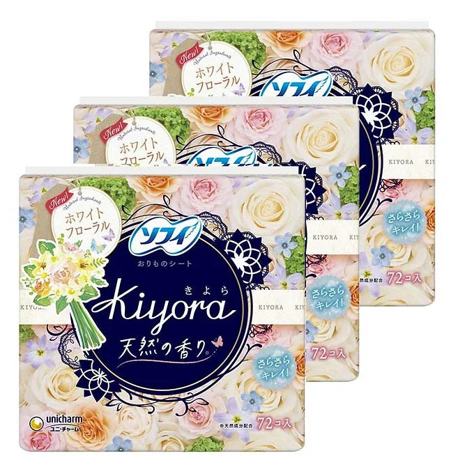 Sofy Kiyora White Floral 72 Pads x 3 Packs