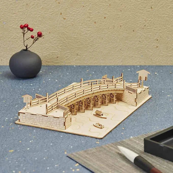 ki-gu-mi Nihonbashi Wooden 3D Puzzle – DIY Craft Kit for Kids and Adults