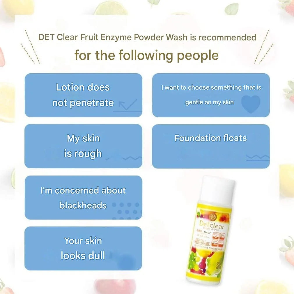 DET Clear Meishoku Cosmetics Bright & Peel Fruit Enzyme Powder Wash 75g