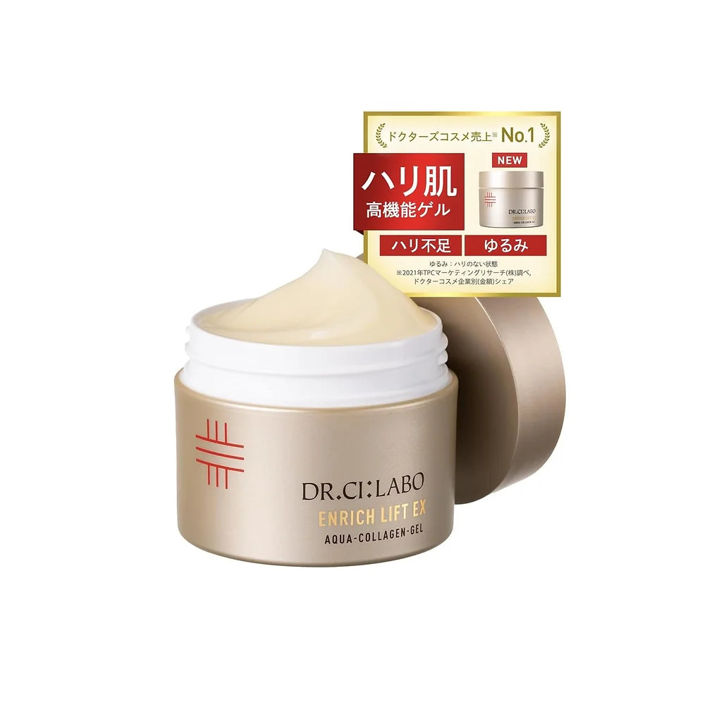 Dr. Ci:Labo Aqua Collagen Gel Enrich Lift EX Ra is a high-performance all-in-one gel developed with advanced Japanese collagen science to target visible signs of aging.