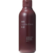 The MUJI Medicated Wrinkle Bright Milky Lotion is a highly moisturizing, anti-aging skin milk designed to brighten the complexion, prevent dark spots, and visibly improve wrinkles.