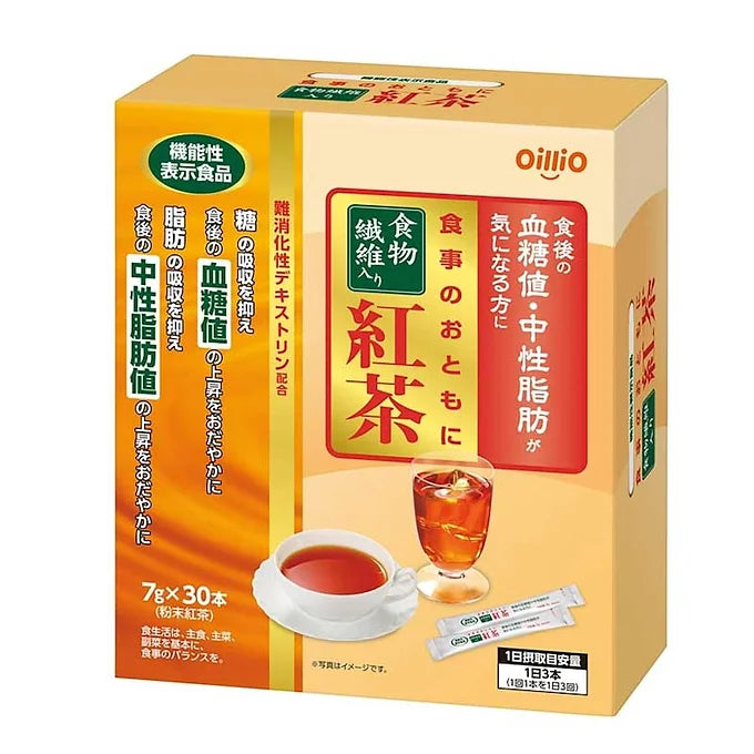 Nisshin OilliO Fiber-Enriched Black Tea Powder (7g × 30 sticks)