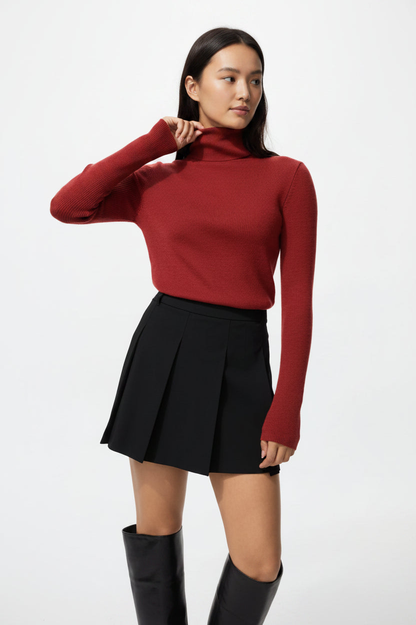 Merino Ribbed Turtleneck Sweater