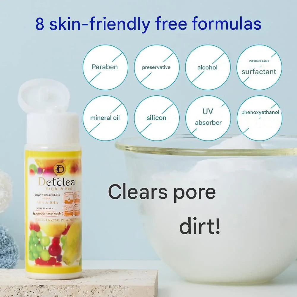 DET Clear Meishoku Cosmetics Bright & Peel Fruit Enzyme Powder Wash 75g
