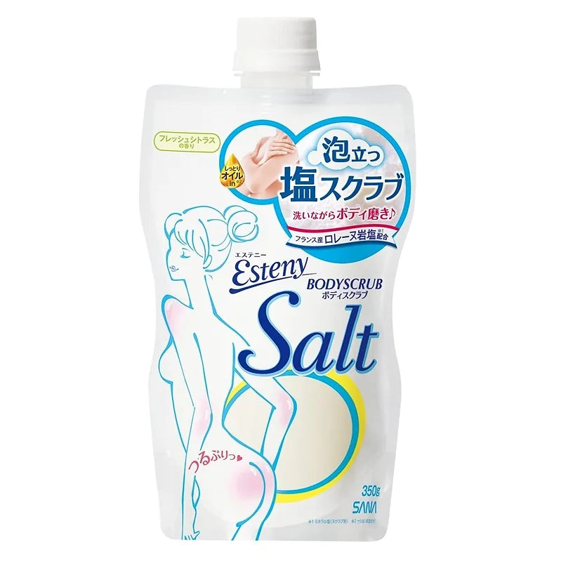 Esteny Salty Scrub is a luxurious foaming body scrub that combines the refreshing power of citrus fragrance with exfoliating care.