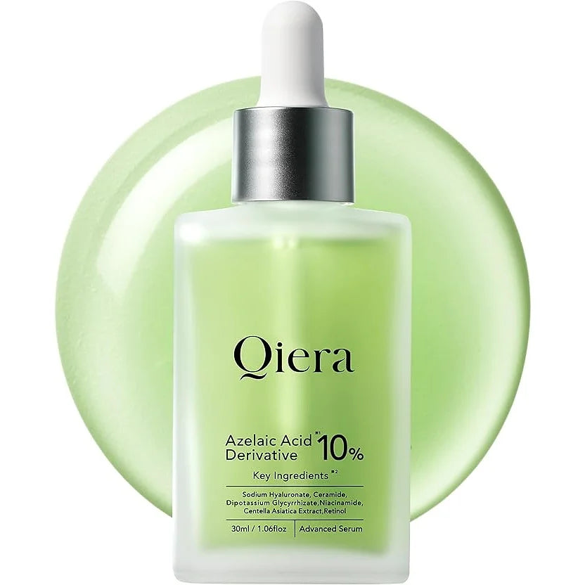 Qiera Azelaic Acid Derivative SerumA high-performance skin-conditioning serum formulated with 10% azelaic acid derivative, Niacinamide, Retinol, and soothing botanical extracts to refine pores, balance oiliness, and enhance skin firmness and radiance.