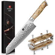67-Layer Damascus Steel | 10Cr15CoMoV Core | White Shadowwood HandleThe XINZUO Kiritsuke Chef Knife is a professional-grade kitchen knife designed for speed, precision, and durability. 