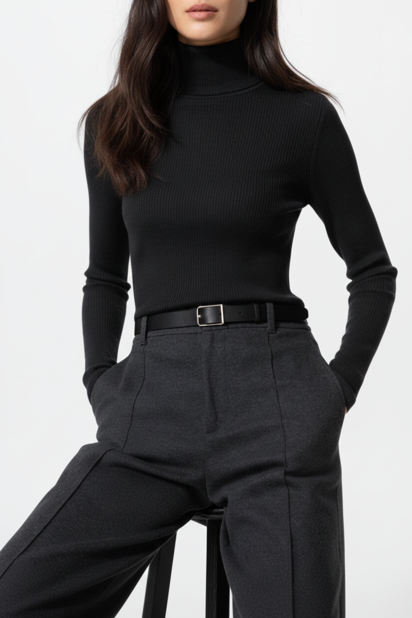 Merino Ribbed Turtleneck Sweater