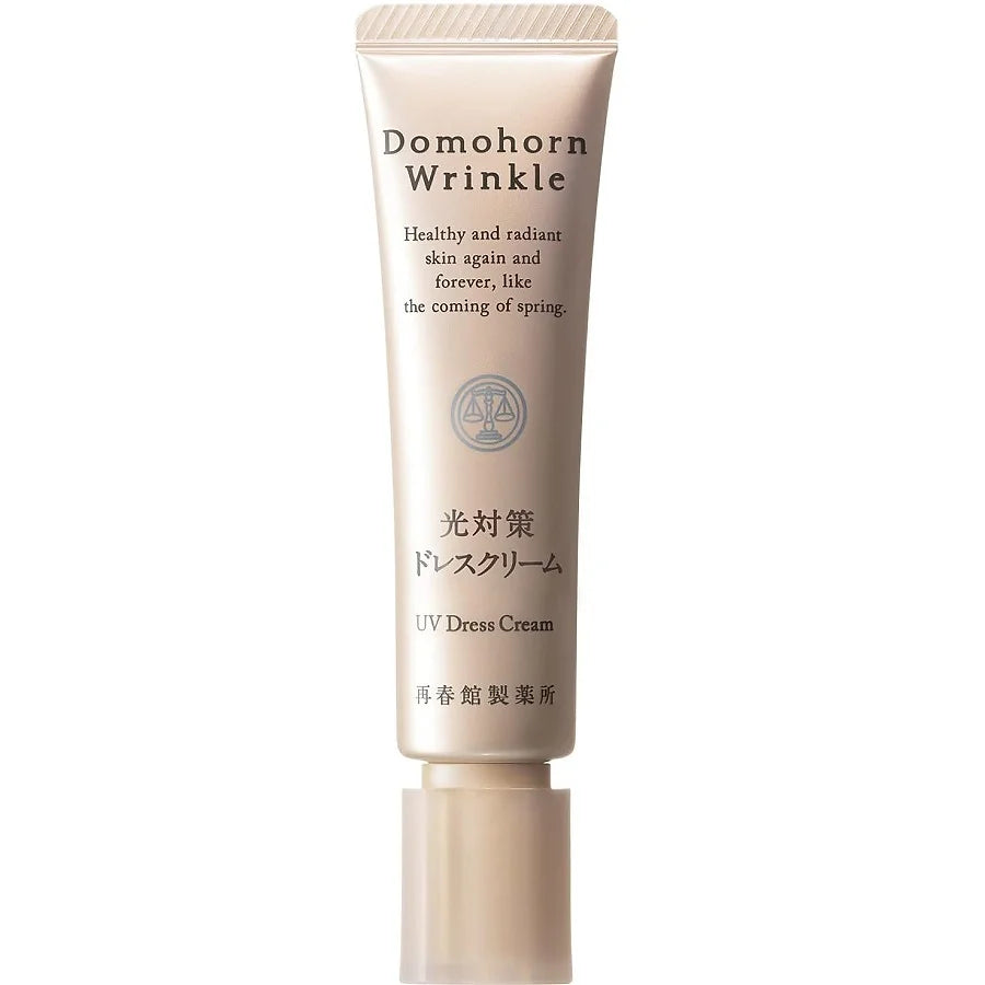 Domohorn Wrinkle Light Protection Dress Cream, 0.9 oz (25 g) SPF50+, PA+++ is a multifunctional daytime protective cream designed to defend the skin from a wide spectrum of external stressors.
