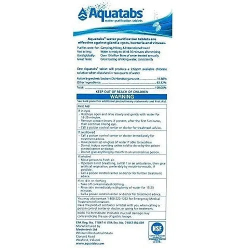 Aquatabs Water Purification Tablets – 100 Tablets