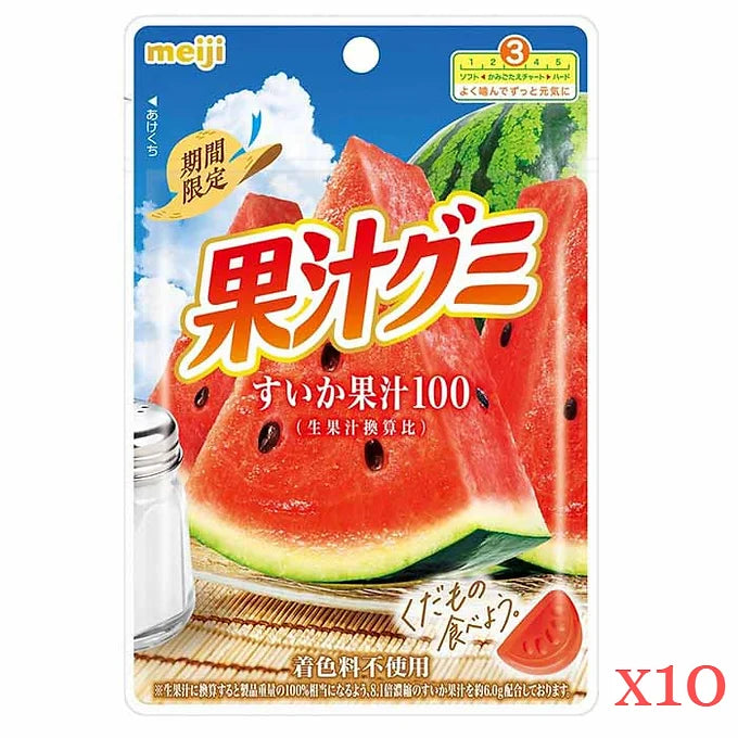 Meiji Fruit Juice Gummy Watermelon, 1.6 oz (47 g) x 10 Packs
