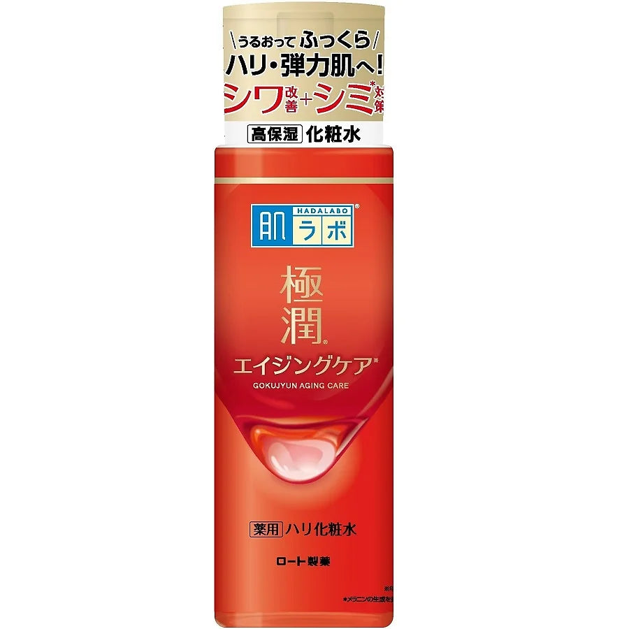 The Hadalabo Gokujun Medicated Firm Lotion is an advanced anti-aging toner designed to hydrate, brighten, and firm the skin.