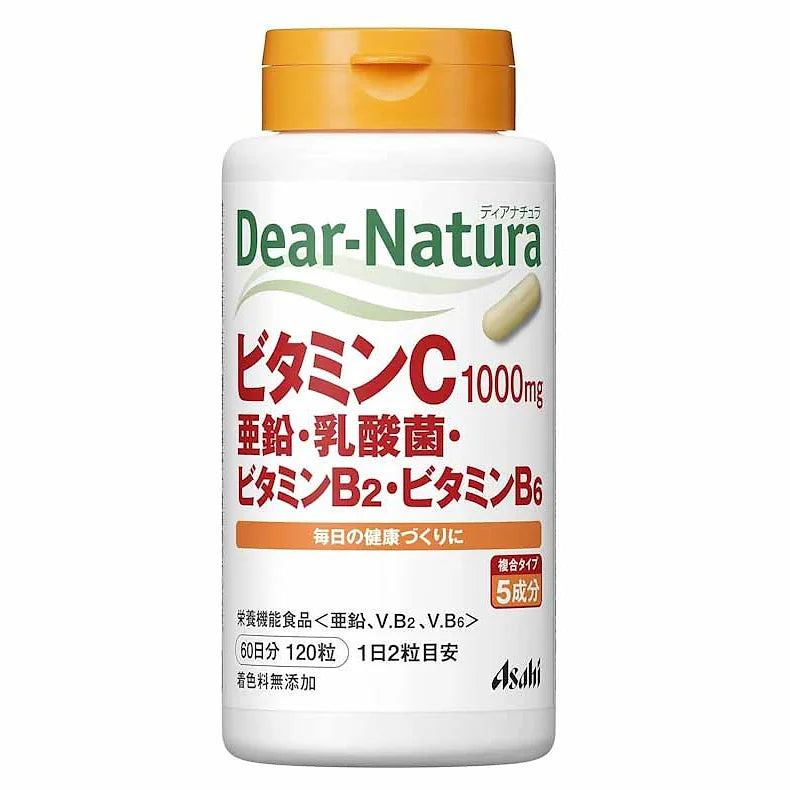 Dear-Natura Asahi Vitamin C, Zinc, Lactic Acid Bacteria, B2 & B6, 120 Tablets