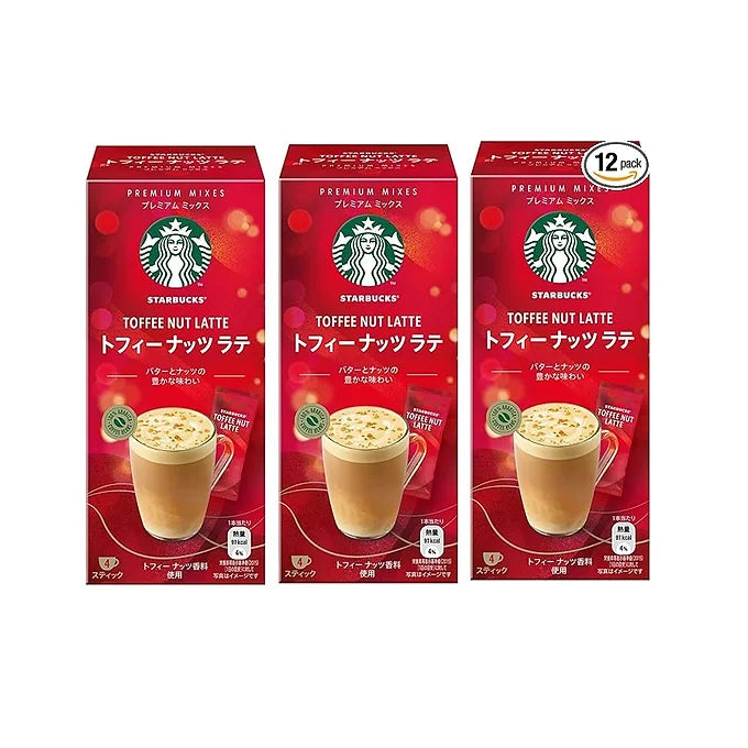 Starbucks Nestle Premium Mix Toffy Nut Latte, Instant (Stick), 4P x 3 Boxes